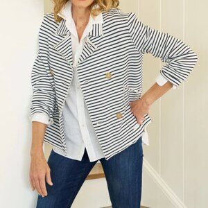 Frank & Eileen NWOT Mini Belfast Sweatshirt Peacoat white Triple Fleece - large